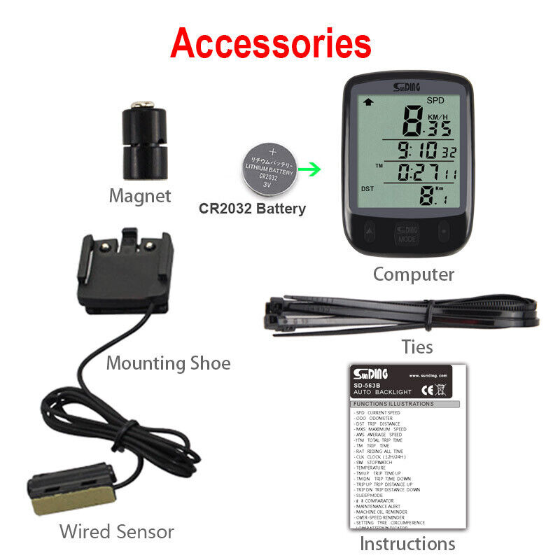 Bike Bicycle Speedometer Cycle Digital Odometer Computer Waterproof