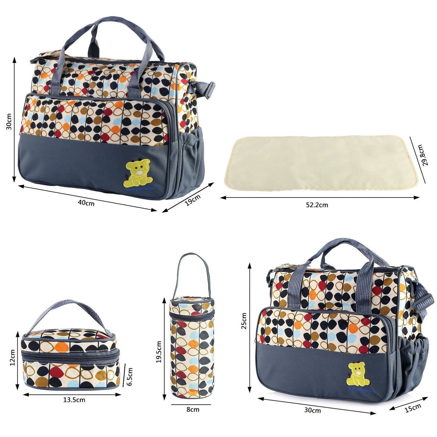 Each Set Contains 5 Pieces Of Baby Insulated Handbags With Diaper Pads