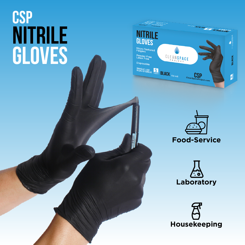 CSP Nitrile Gloves - 5.5 mil Black