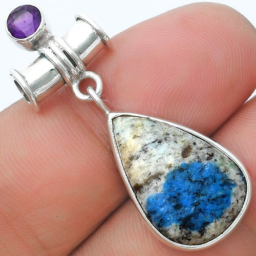 K2 Blue Azurite In Quartz & Amethyst Pendant P-1337 SDP127117