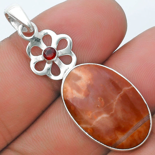 Natural Mookaite & Garnet Pendant P-1634 SDP127173