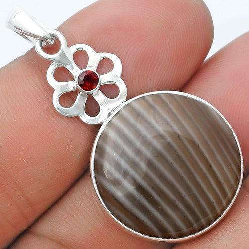 Natural Flint Stone & Garnet Pendant P-1634 SDP127178