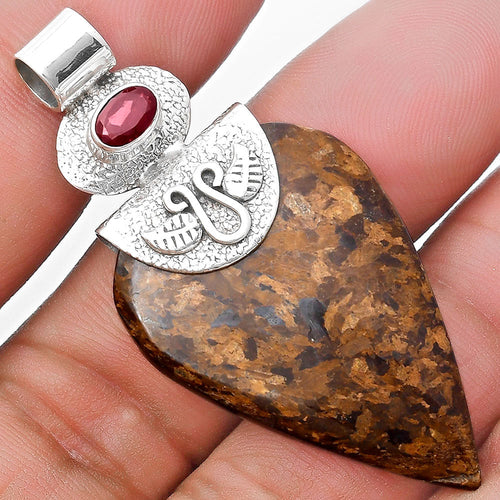 Natural Bronzite & Garnet Pendant P-1545 SDP127250
