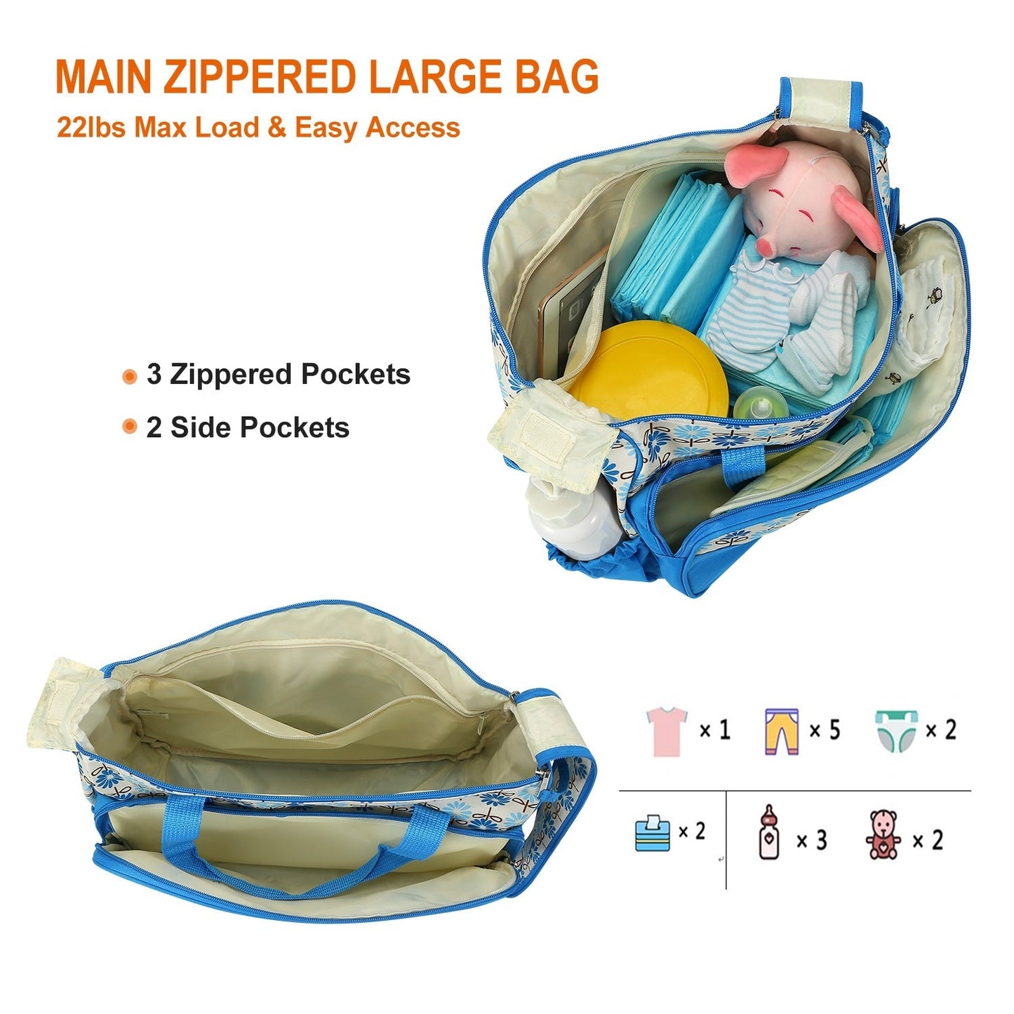 Each Set Contains 5 Pieces Of Baby Insulated Handbags With Diaper Pads