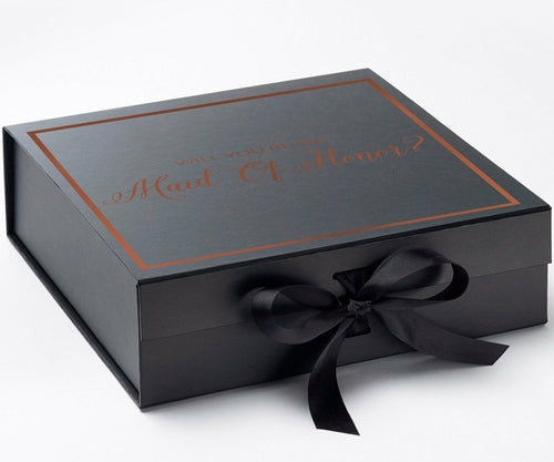 Will You Be My maid of honor? Proposal Box black - Border