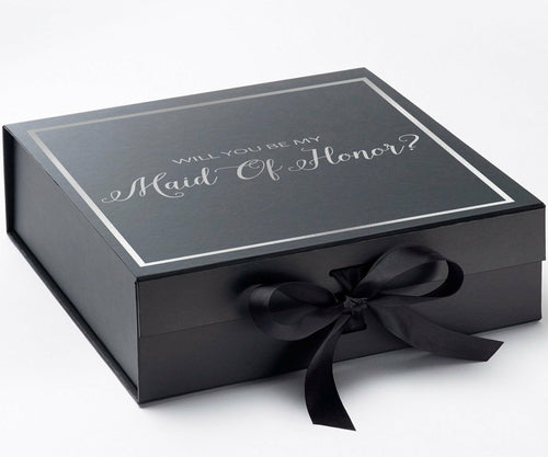 Will You Be My maid of honor? Proposal Box black - Border