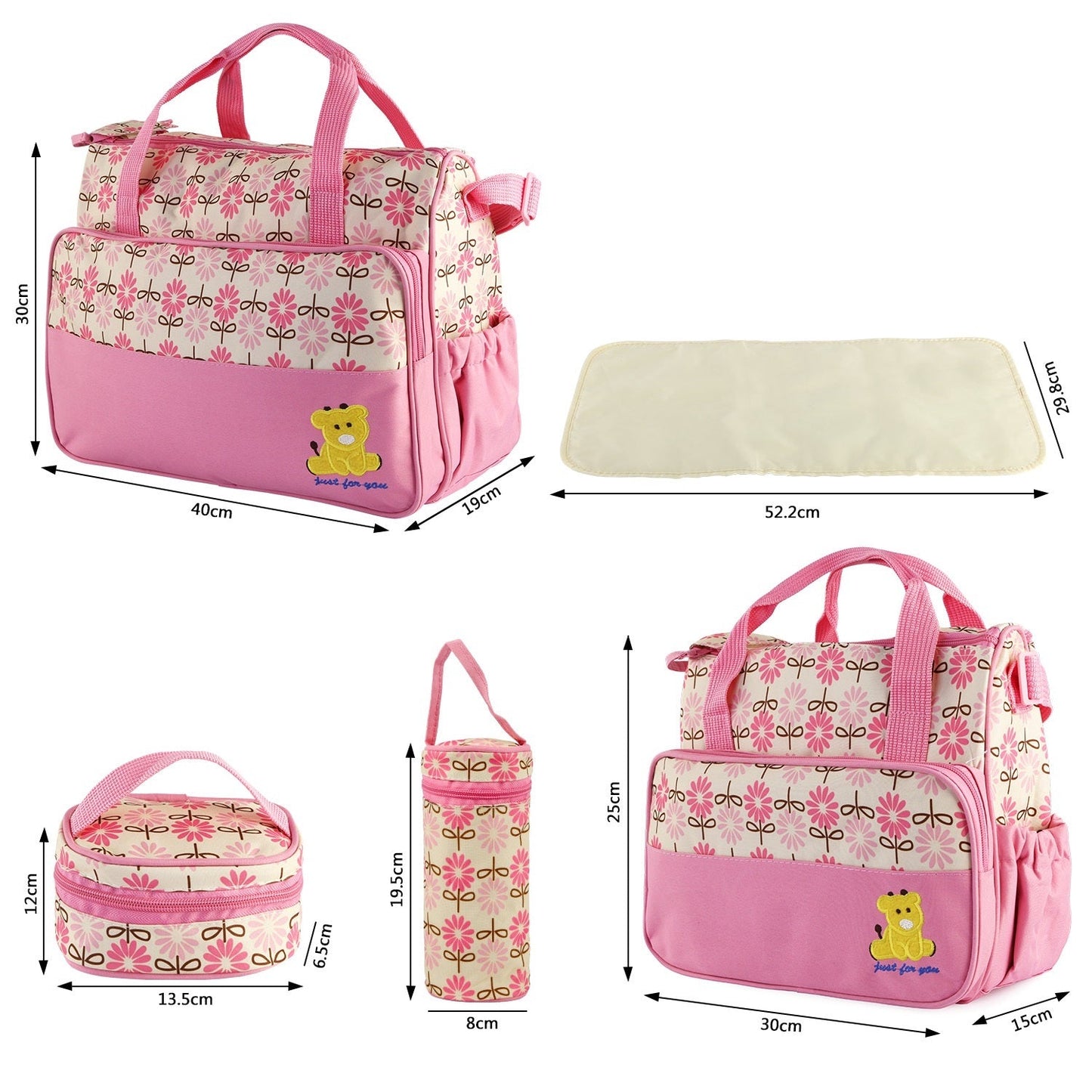 Each Set Contains 5 Pieces Of Baby Insulated Handbags With Diaper Pads