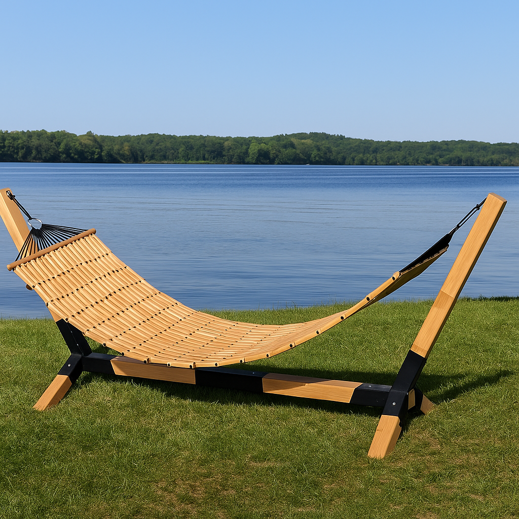 V3 wooden hammock with stand
