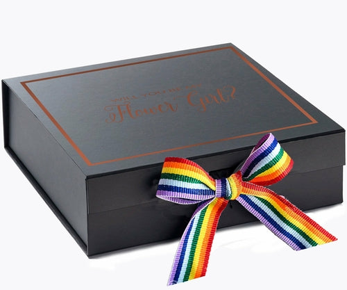 Will You Be My Flower Girl? Proposal Box black - Border - Rainbow