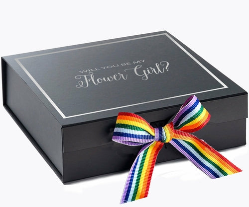 Will You Be My Flower Girl? Proposal Box black - Border - Rainbow