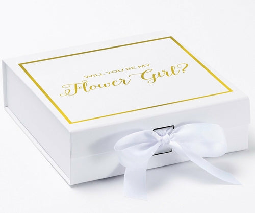 Will You Be My Flower Girl? Proposal Box White - Border