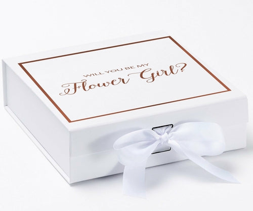 Will You Be My Flower Girl? Proposal Box White - Border