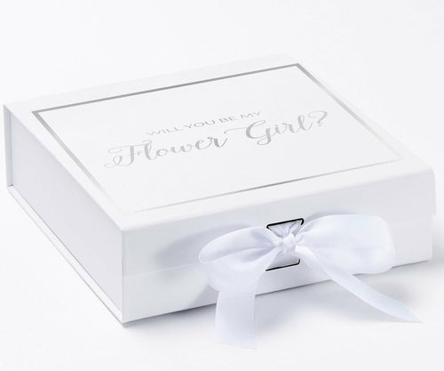 Will You Be My Flower Girl? Proposal Box White - Border