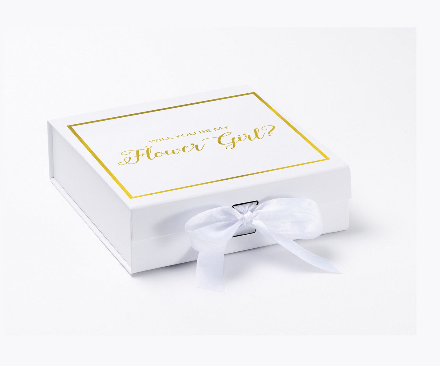 Will You Be My Flower Girl? Proposal Box White - Border