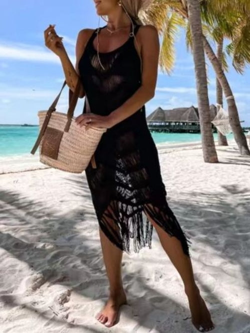 Out of State - Fringe Scoop Neck Cover-Up