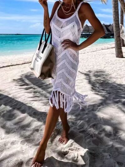 Out of State - Fringe Scoop Neck Cover-Up