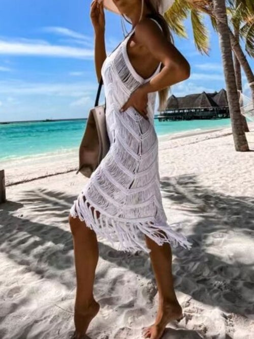 Out of State - Fringe Scoop Neck Cover-Up
