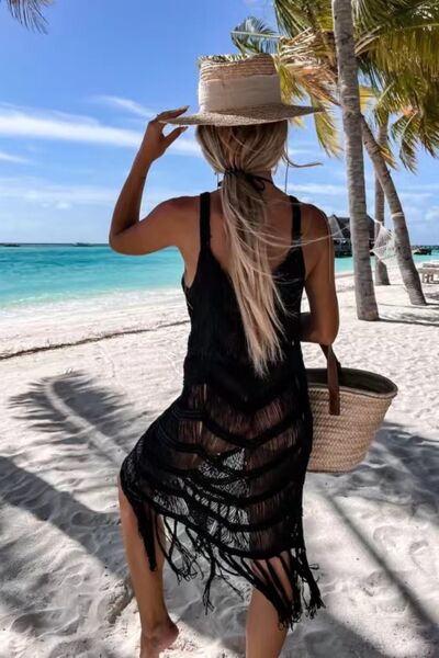 Out of State - Fringe Scoop Neck Cover-Up