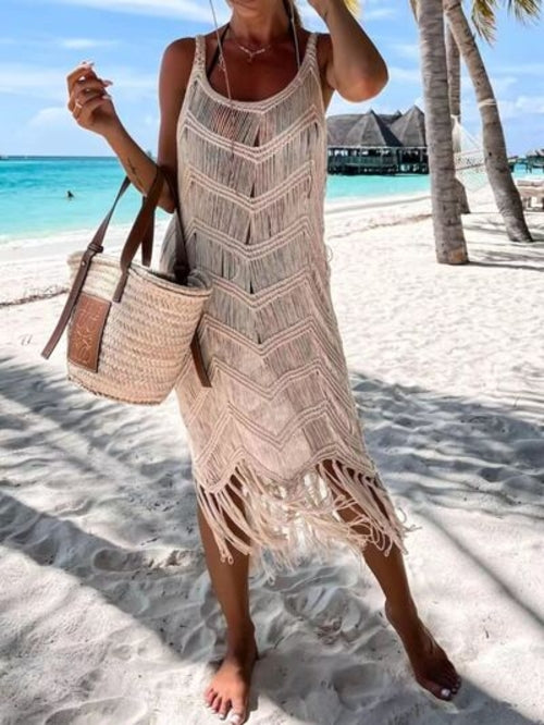 Out of State - Fringe Scoop Neck Cover-Up