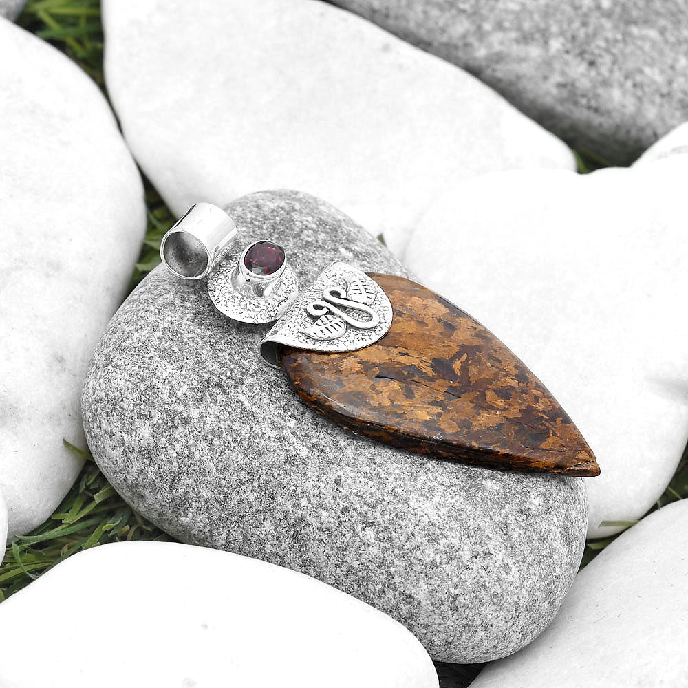 Natural Bronzite & Garnet Pendant P-1545 SDP127250