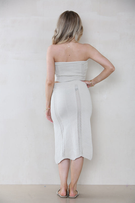 Sexy Cover-Ups Sleeveless Top Slit and Long Skirt Set