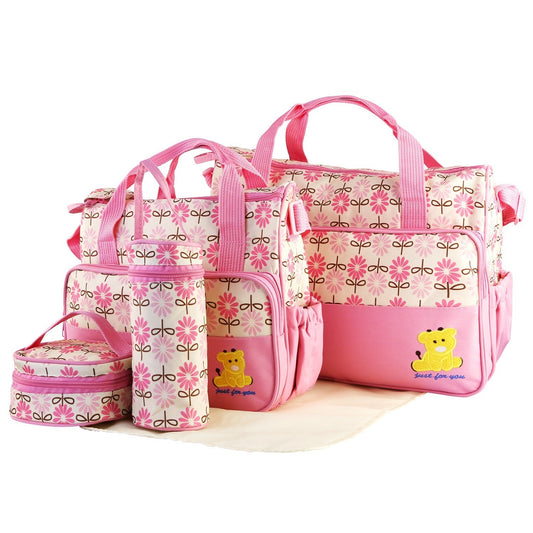 Each Set Contains 5 Pieces Of Baby Insulated Handbags With Diaper Pads