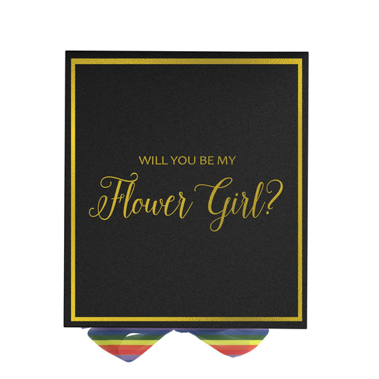 Will You Be My Flower Girl? Proposal Box black -  Border - Rainbow